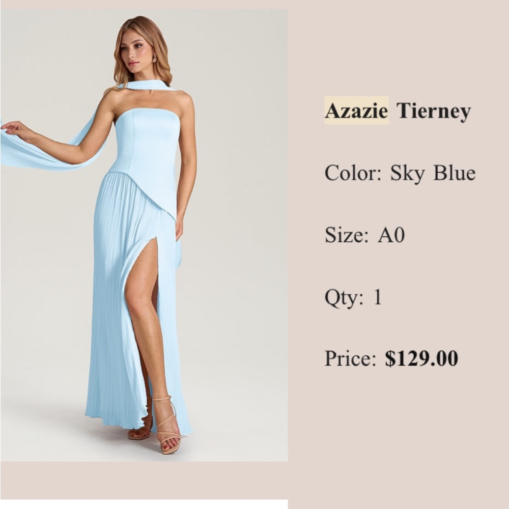 Azazie Tierney in Sky Blue size A0